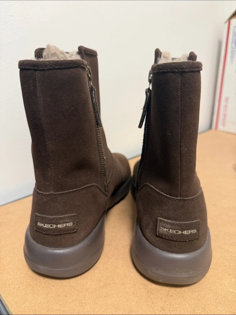 Women's SKECHERS ON THE GO JOY CADET Brown Boots Suede Leather 15526, size 9.5